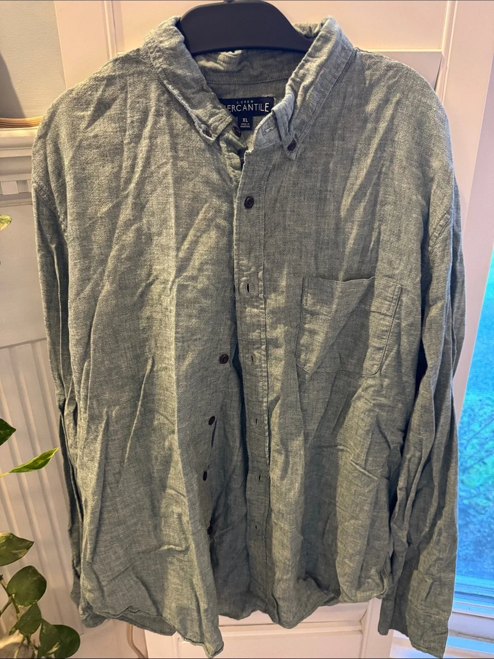 J. Crew Men's Button-Down Shirt in Sage Green